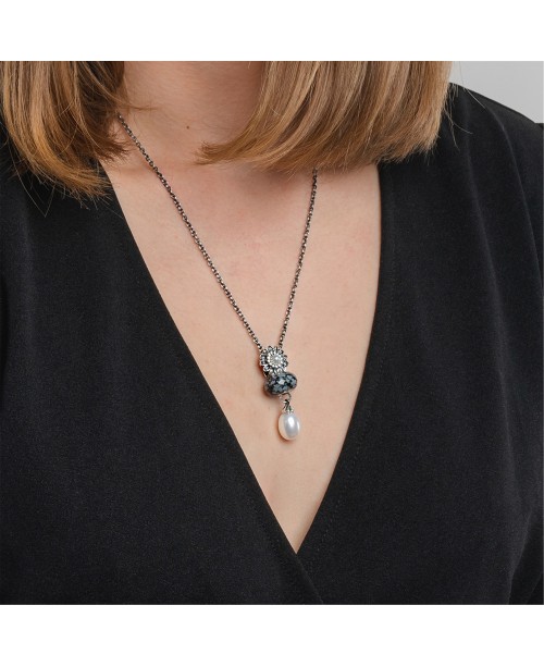 Snowflake Obsidian Facet Bead