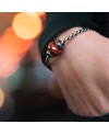 Red Chalcedony with Hematite Bead
