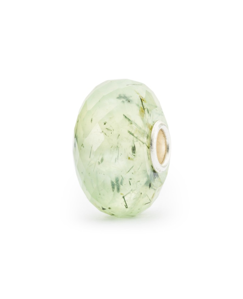 Prehnite with Tourmalinated Quartz Bead