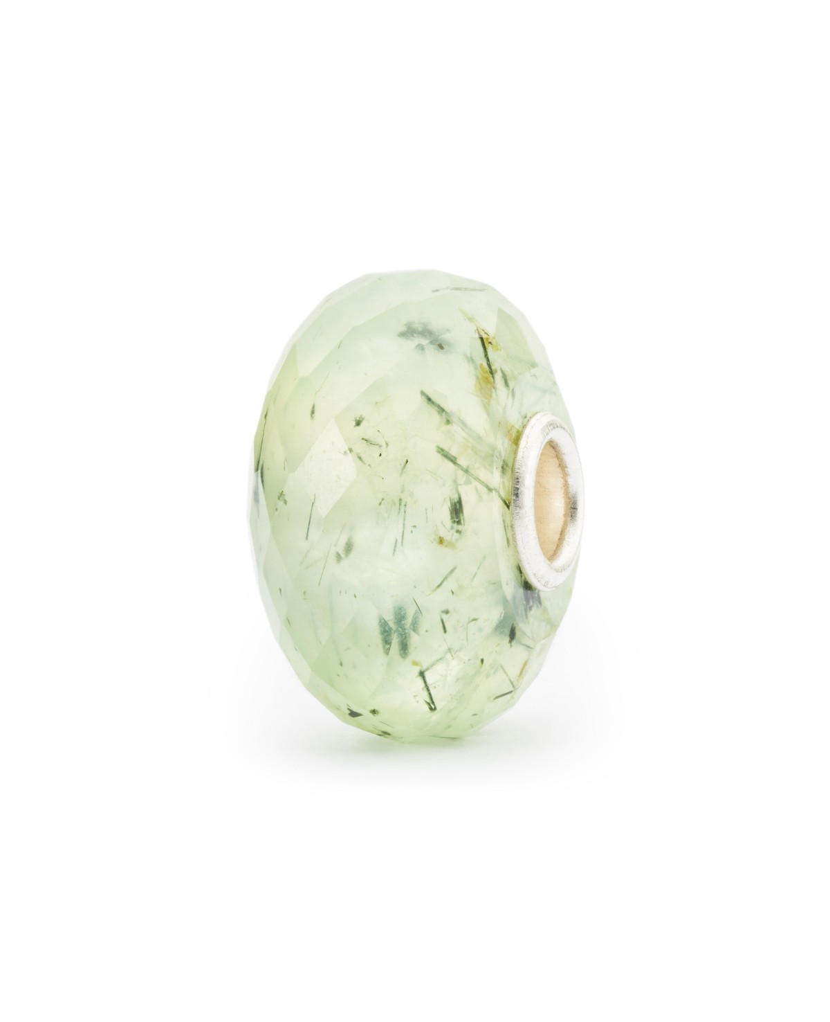 Prehnite with Tourmalinated Quartz Bead Prehnite with Tourmalinated Quartz Bead