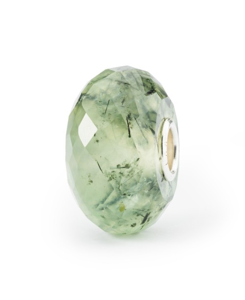 Prehnite with Tourmalinated Quartz Bead