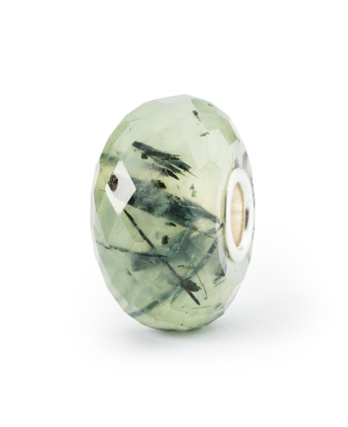 Prehnite with Tourmalinated Quartz Bead