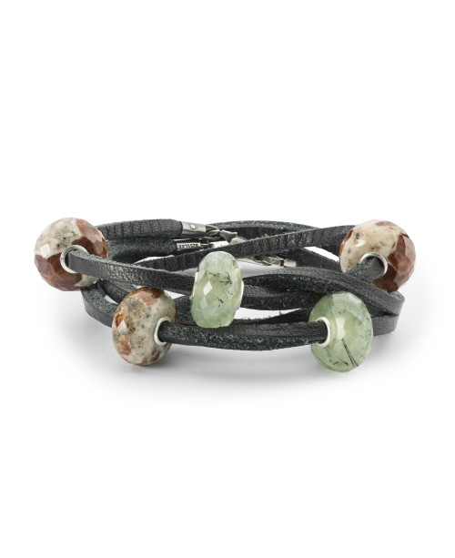 Prehnite with Tourmalinated Quartz Bead