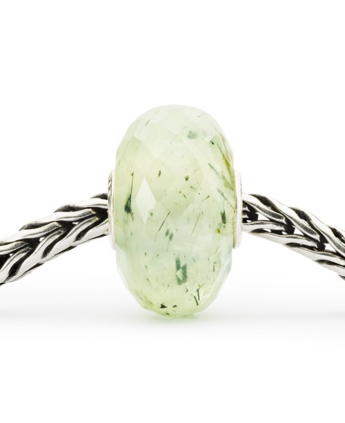 Prehnite with Tourmalinated Quartz Bead
