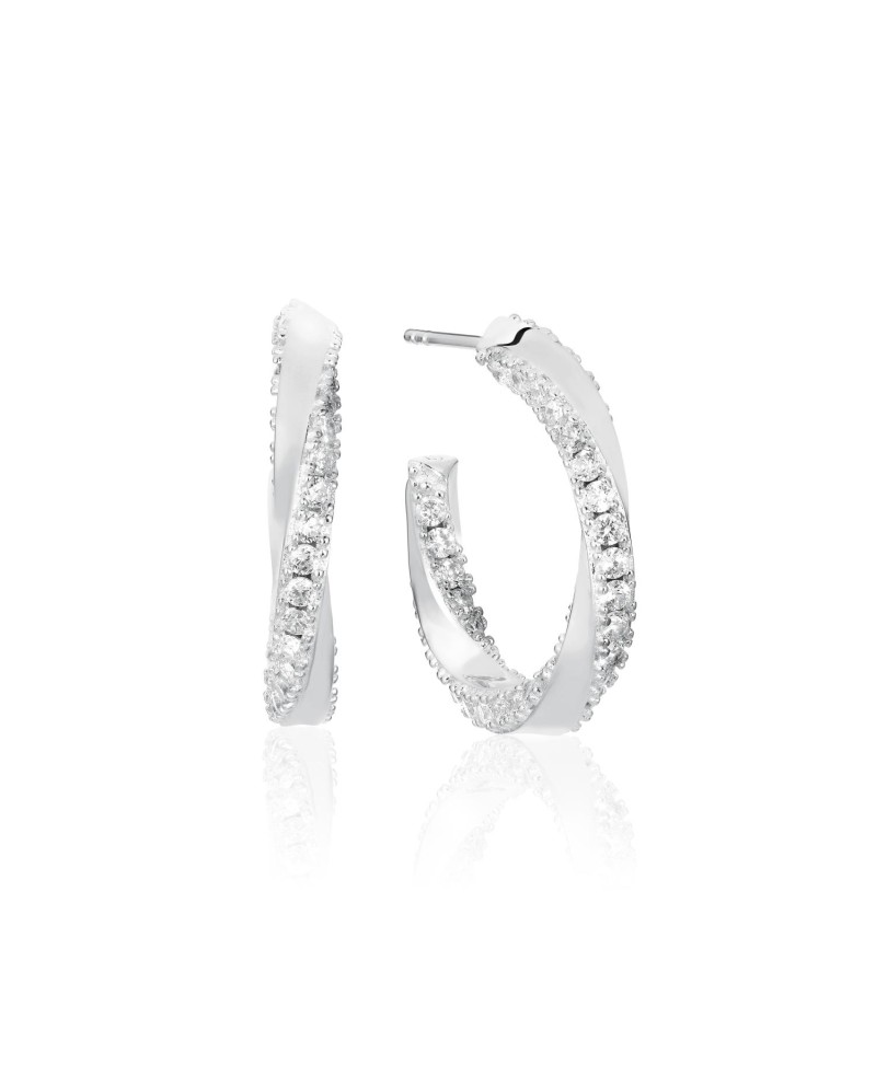 Ferrara Earrings SJ-E12111-CZ-SS