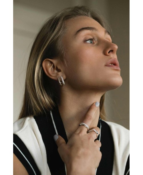 Capri Earrings SJ-E62009-CZ-SS