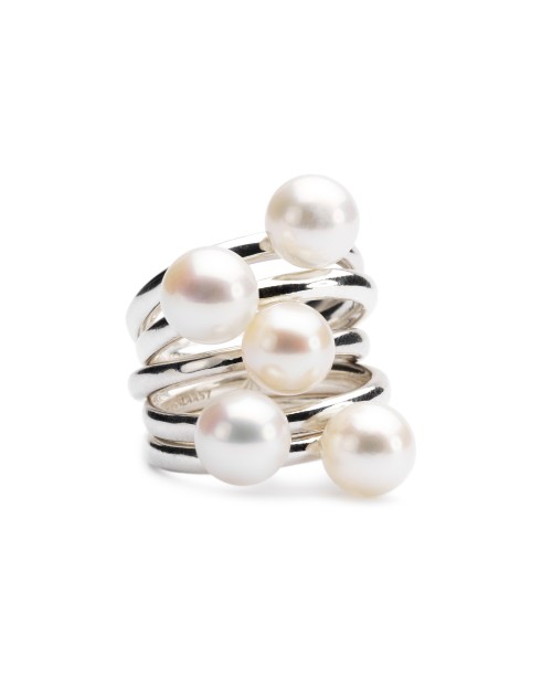 Žiedas su Rausvuoju Perlu