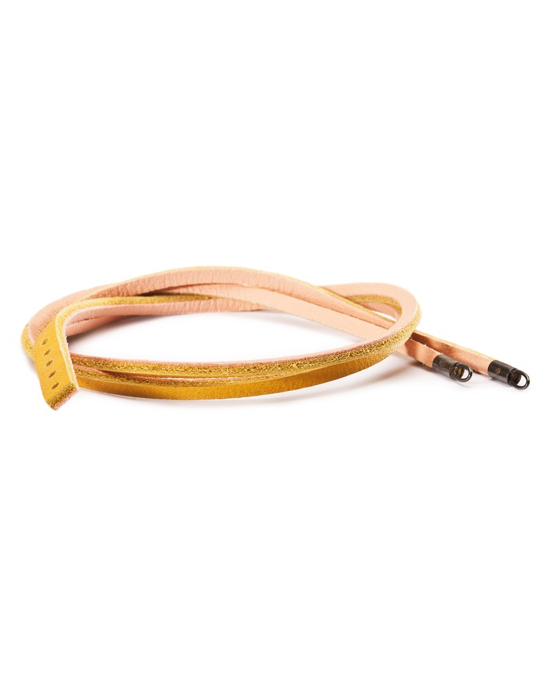 Leather Bracelet Yellow/Light Pink,