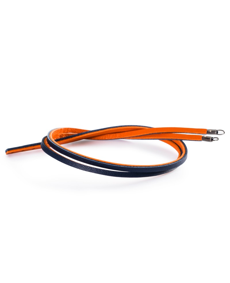 Leather Bracelet Orange/Navy