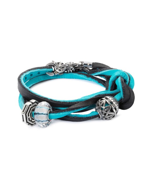 Leather Bracelet Cyan/Key