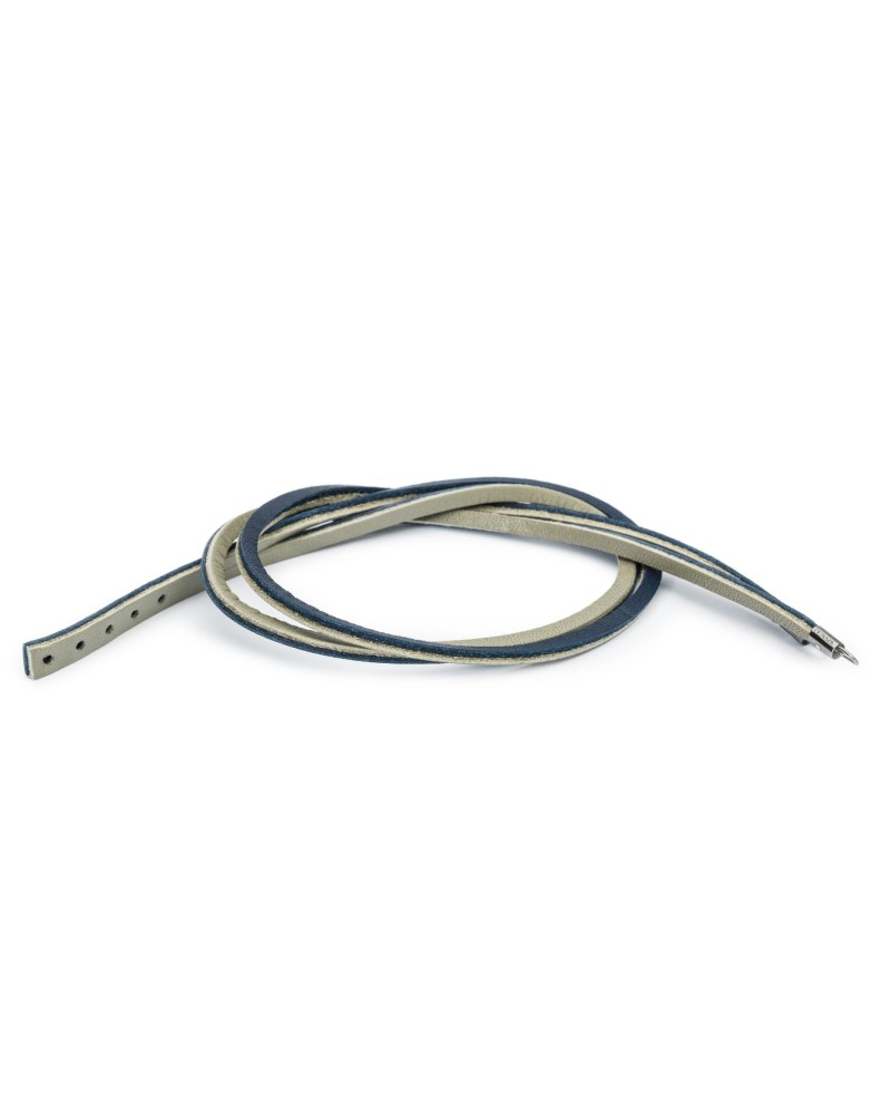 Leather Bracelet Dark Blue/Light Grey