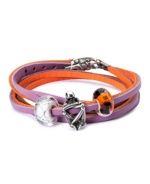 Violetinė/Oranžinė Odinė Apyrankė